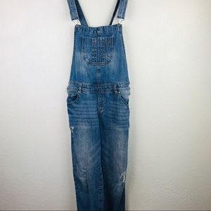 Kensie Sz 10/30 Cotton Distressed Denim Overalls